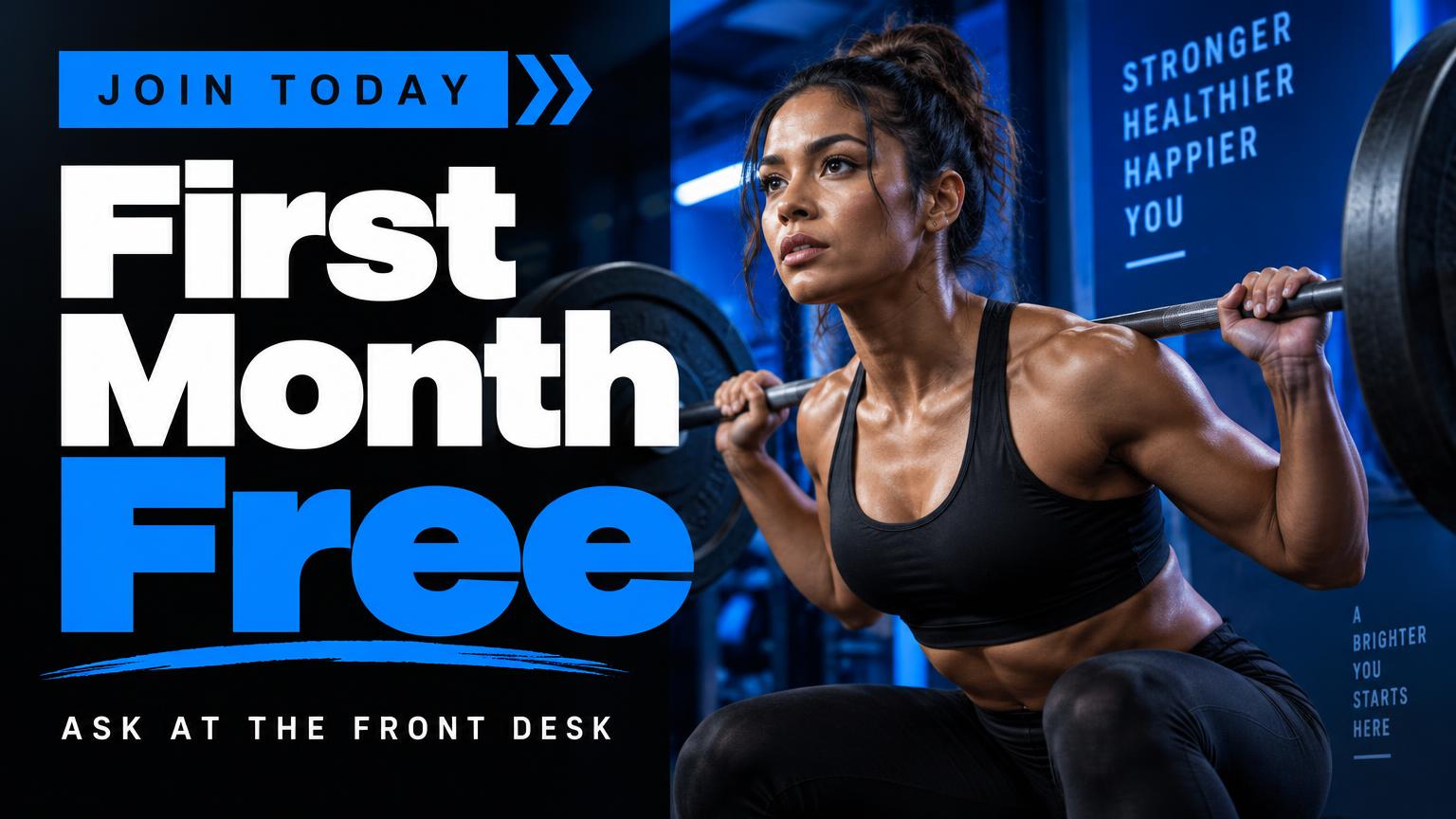 Gym screen: First Month Free