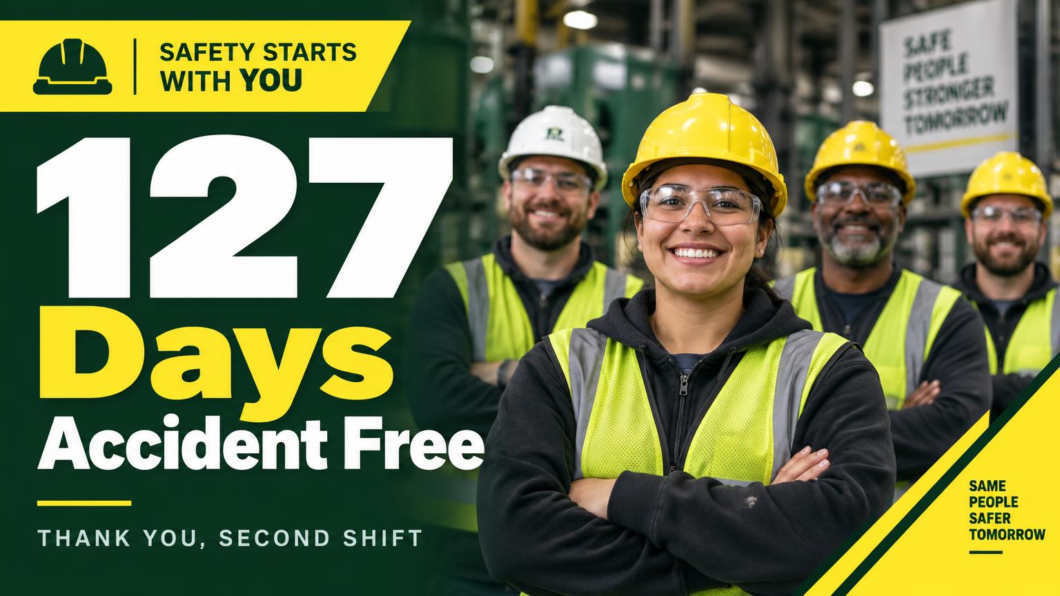 Manufacturing screen: 127 Days Accident Free