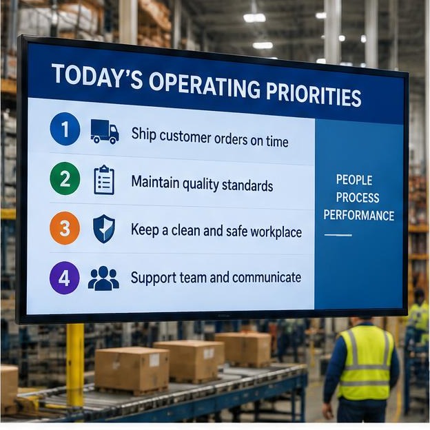 Distribution center dock screen showing outbound lanes and carrier cutoffs