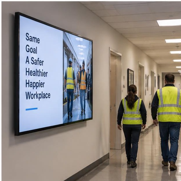 Factory floor screen celebrating 127 incident-free days